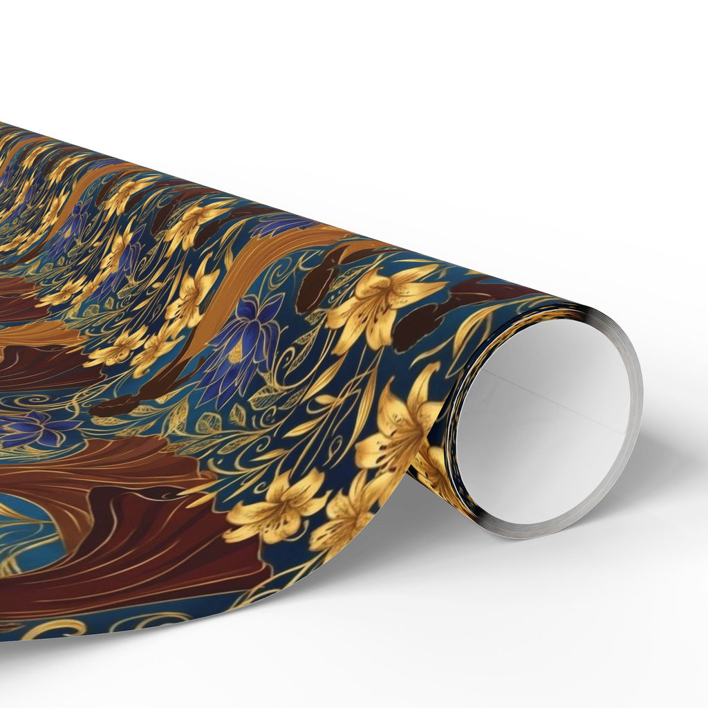 Blue Gold Botanical Luxe Wrapping Paper — Family Wrap Co.