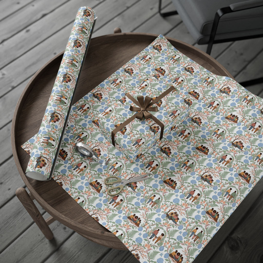 Grandparents & Grandchildren — Powder Blue Serenity Wrapping Paper — Family Wrap Co.