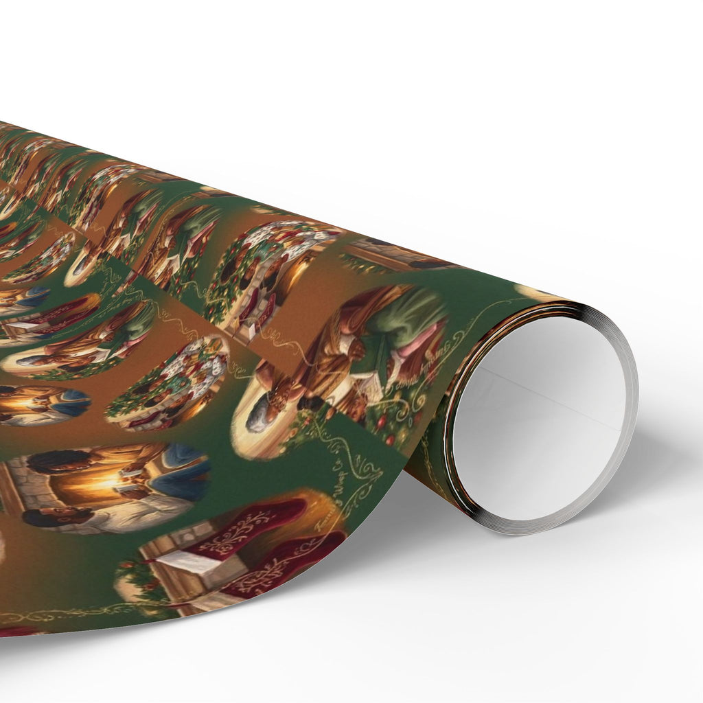 Holiday Hearthside Memories Pattern — African American Gift Wrap by Family Wrap Co.