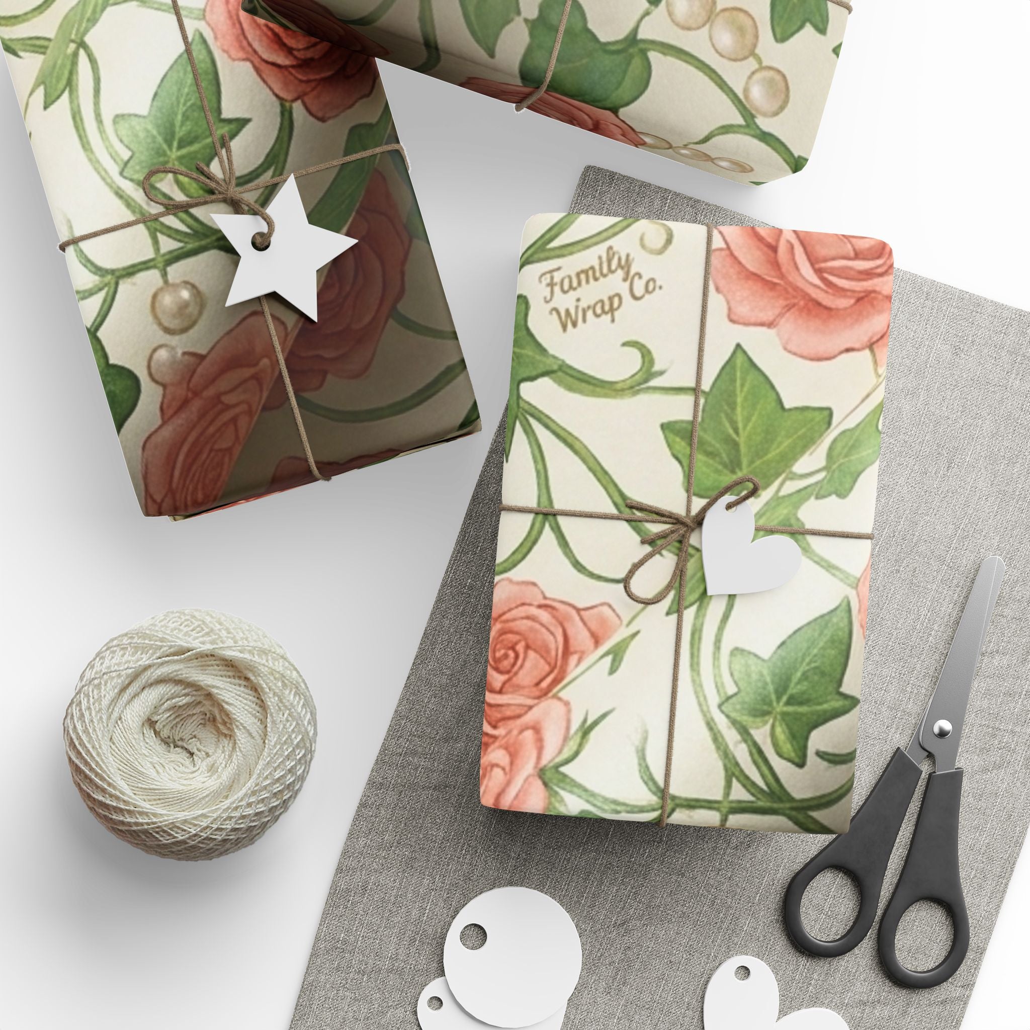 Pink & Green Rose Lattice -- Garden of Pearls — African American Gift Wrap by Family Wrap Co.