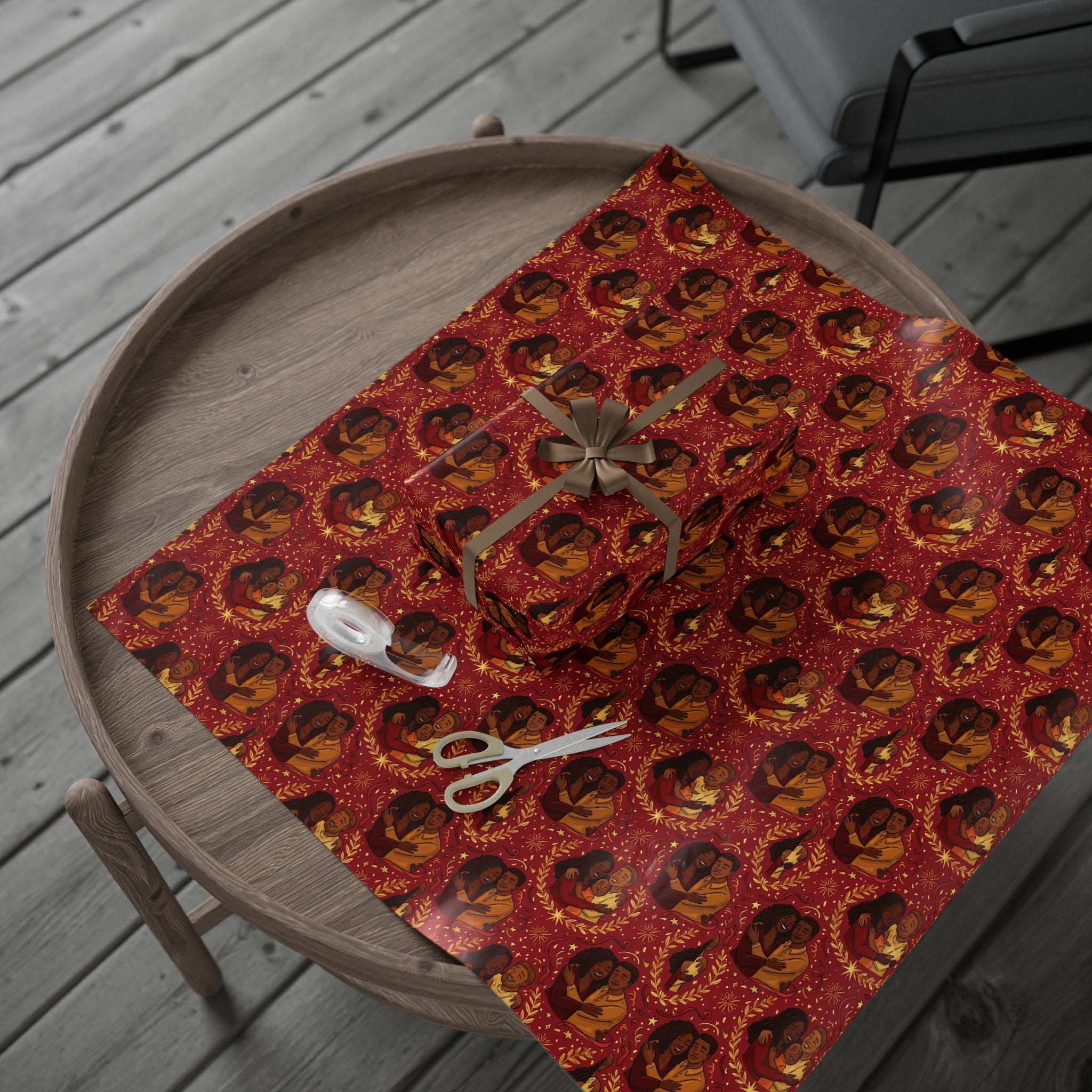 Crimson & Gold Festive Families Wrapping Paper — Family Wrap Co.