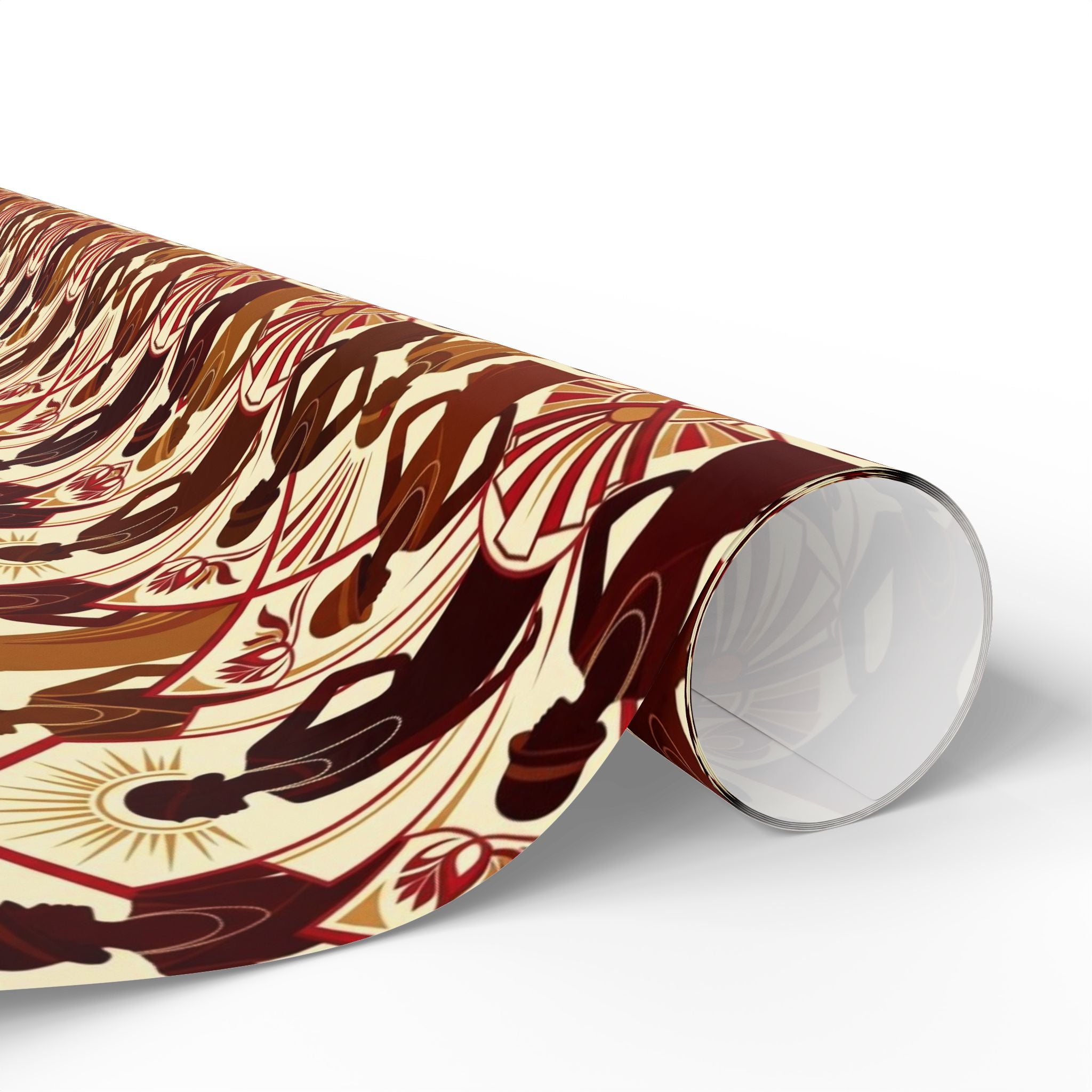 Crimson & Cream Art Deco Silhouettes Wrapping Paper — Family Wrap Co.