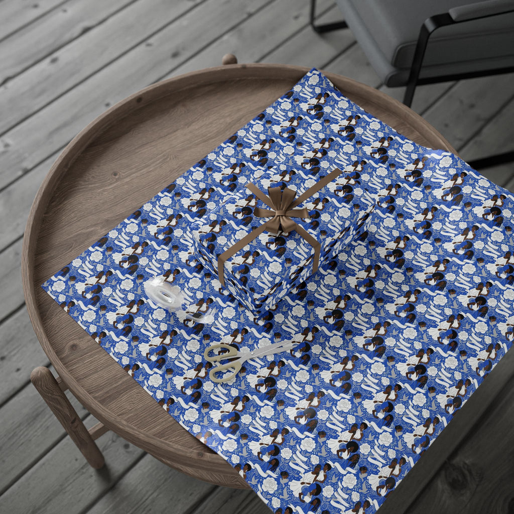 Royal Blue Grace Women's Pattern — African American Gift Wrap by Family Wrap Co.
