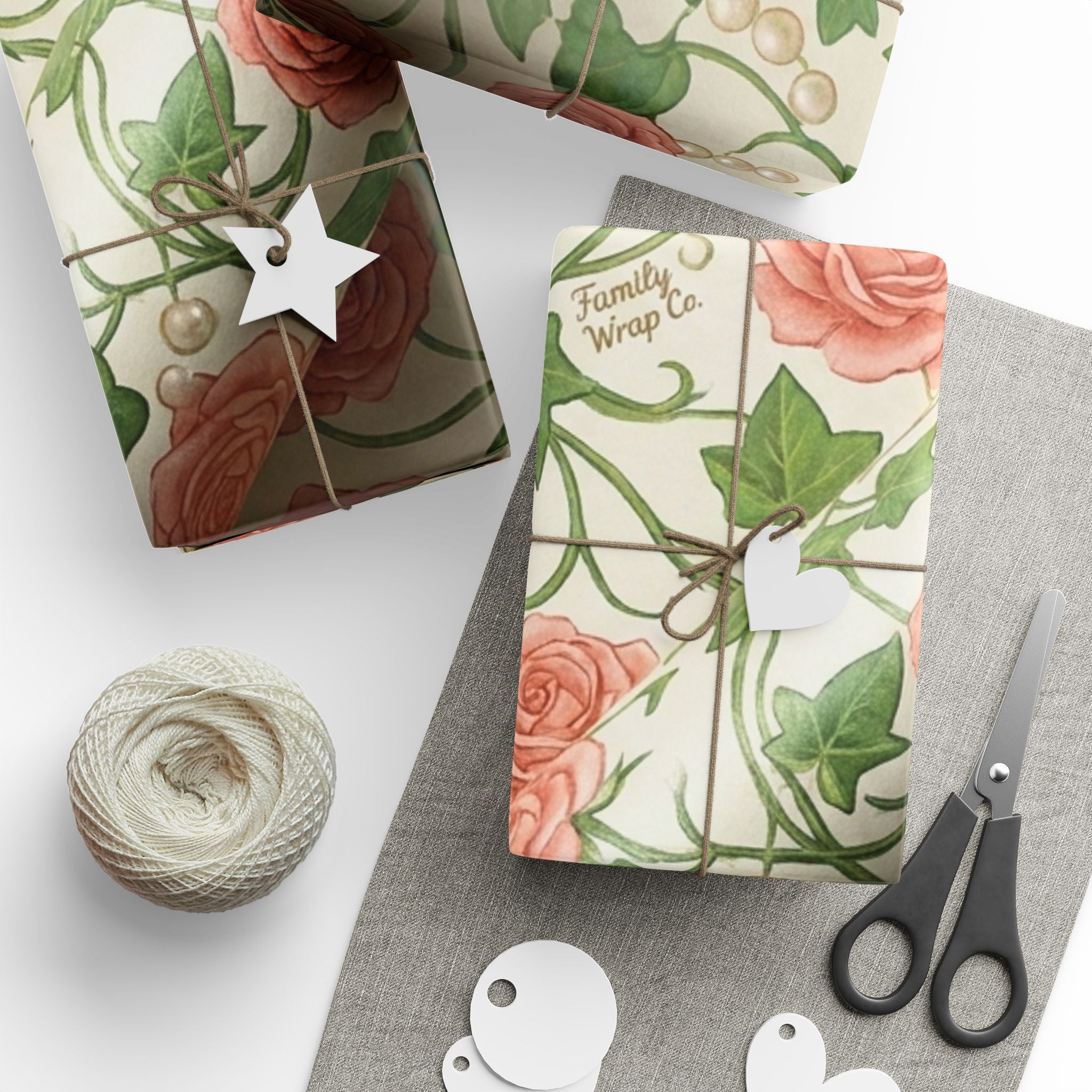 Pink & Green Rose Lattice -- Garden of Pearls — African American Gift Wrap by Family Wrap Co.
