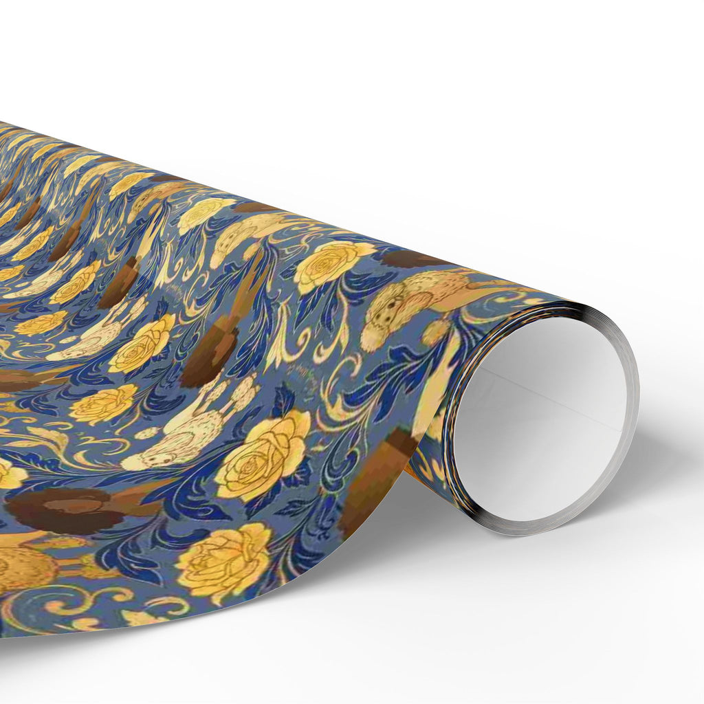 Sapphire Crown & Golden Bloom Wrapping Paper — Family Wrap Co.