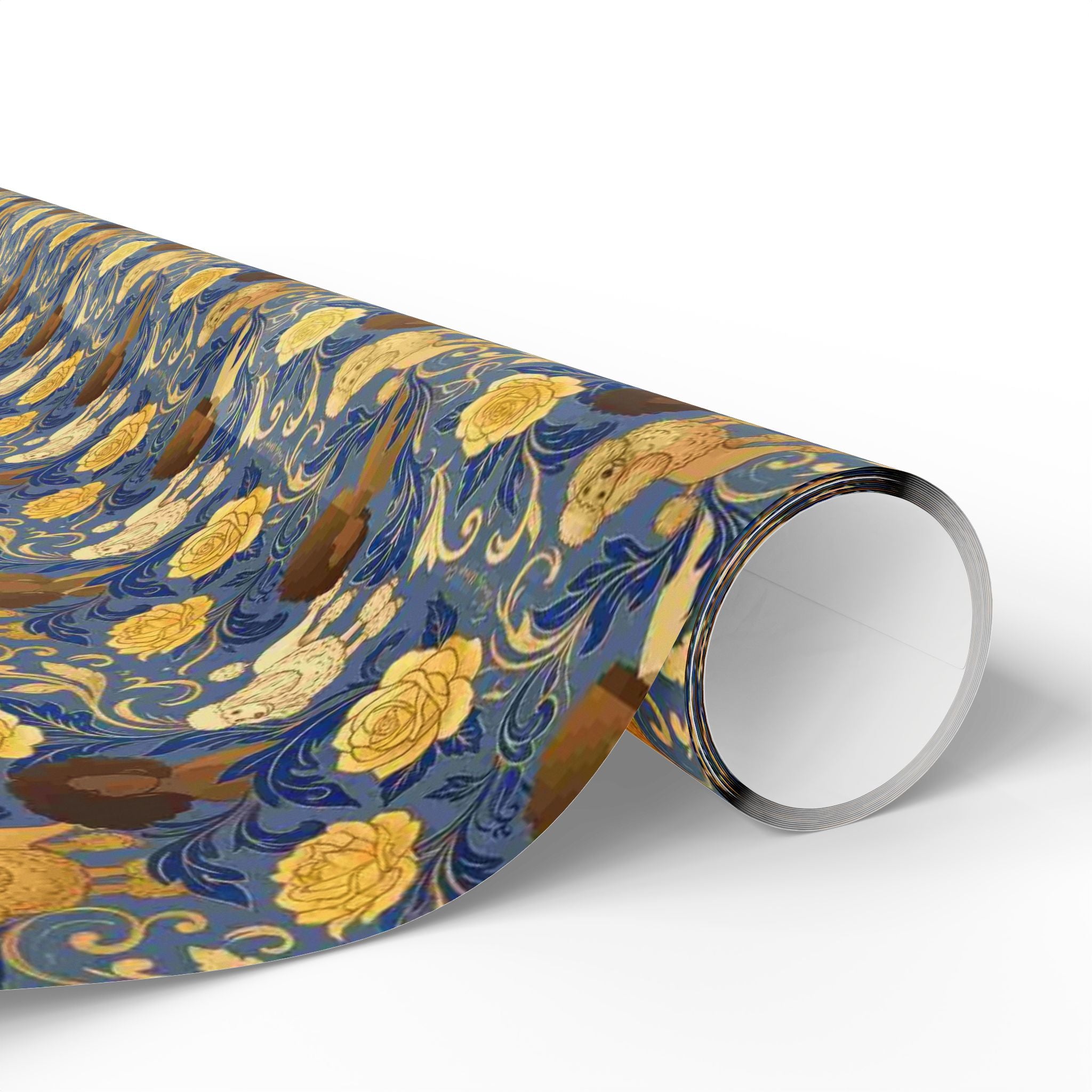 Sapphire Crown & Golden Bloom Wrapping Paper — Family Wrap Co.