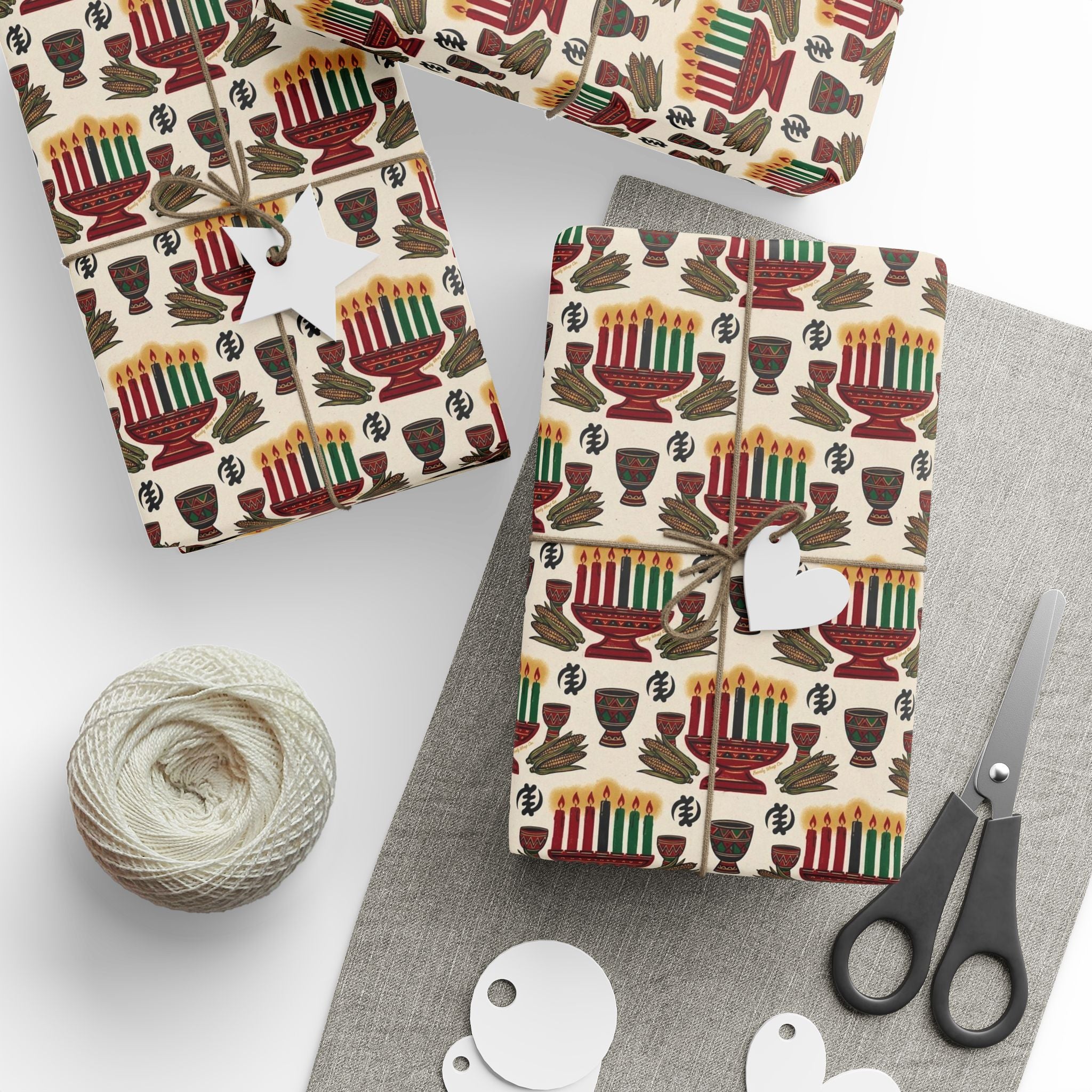 Kinara Kwanzaa Celebration Pattern — African American Gift Wrap by Family Wrap Co.