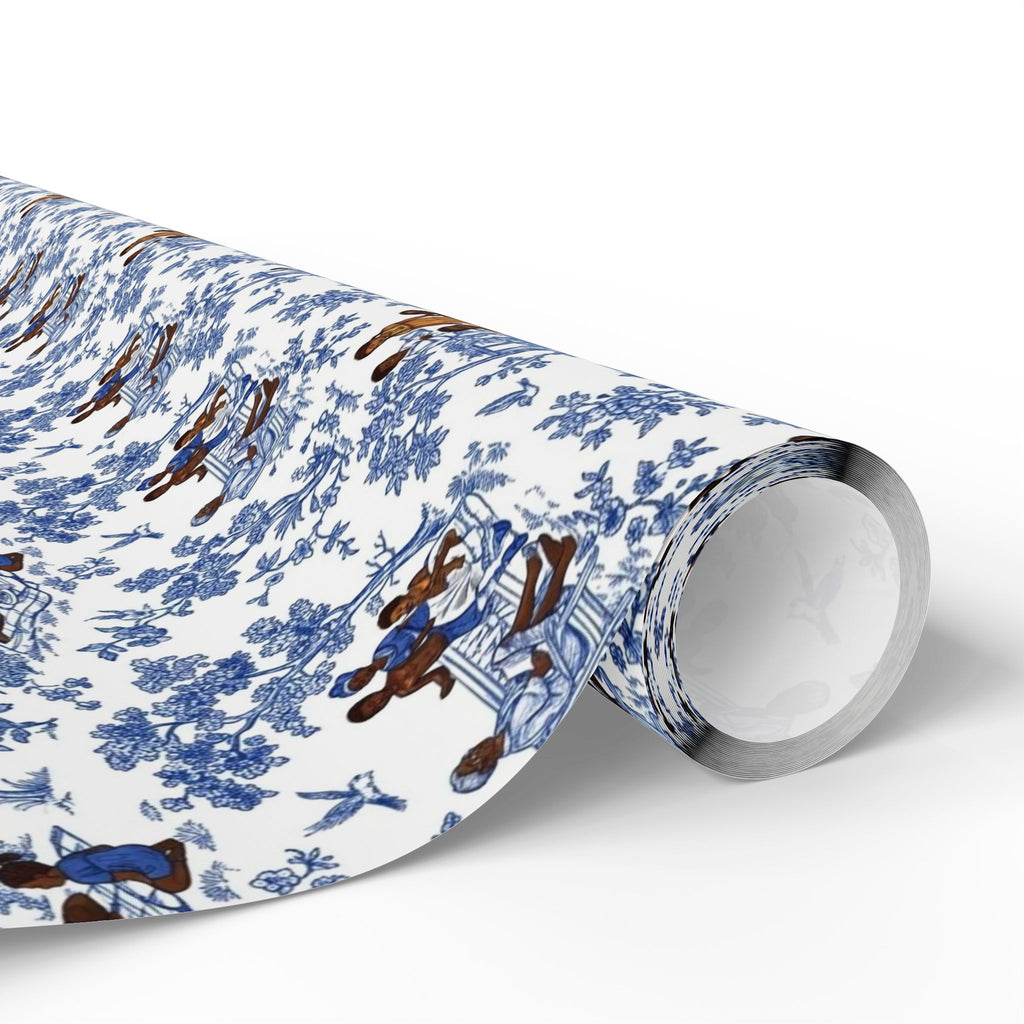 Royal Blue & White Toile Heritage Wrapping Paper — Family Wrap Co.