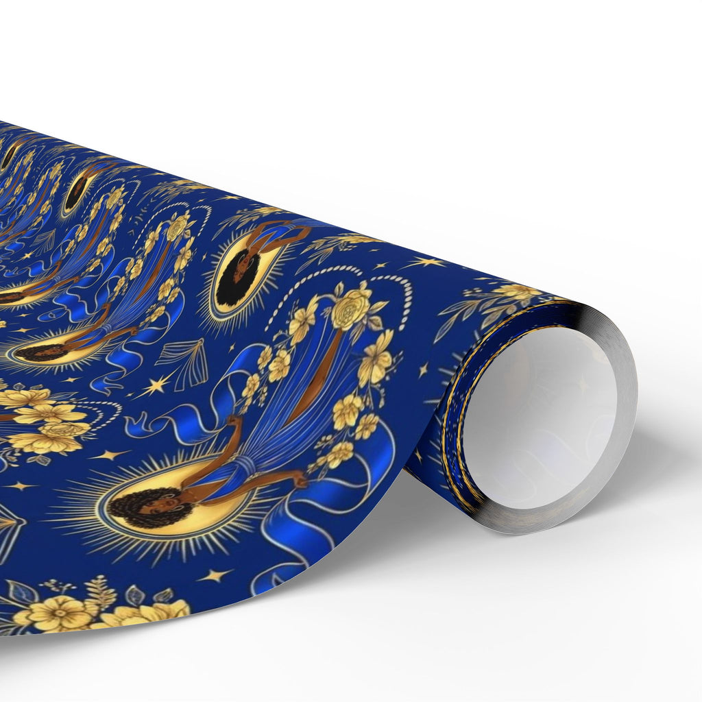 Blue & Gold Radiant Wisdom Wrapping Paper — Family Wrap Co.