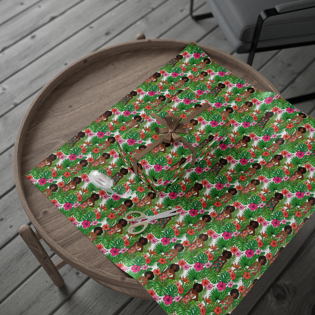 Pink & Green Botanical Garden Wrapping Paper — Family Wrap Co.
