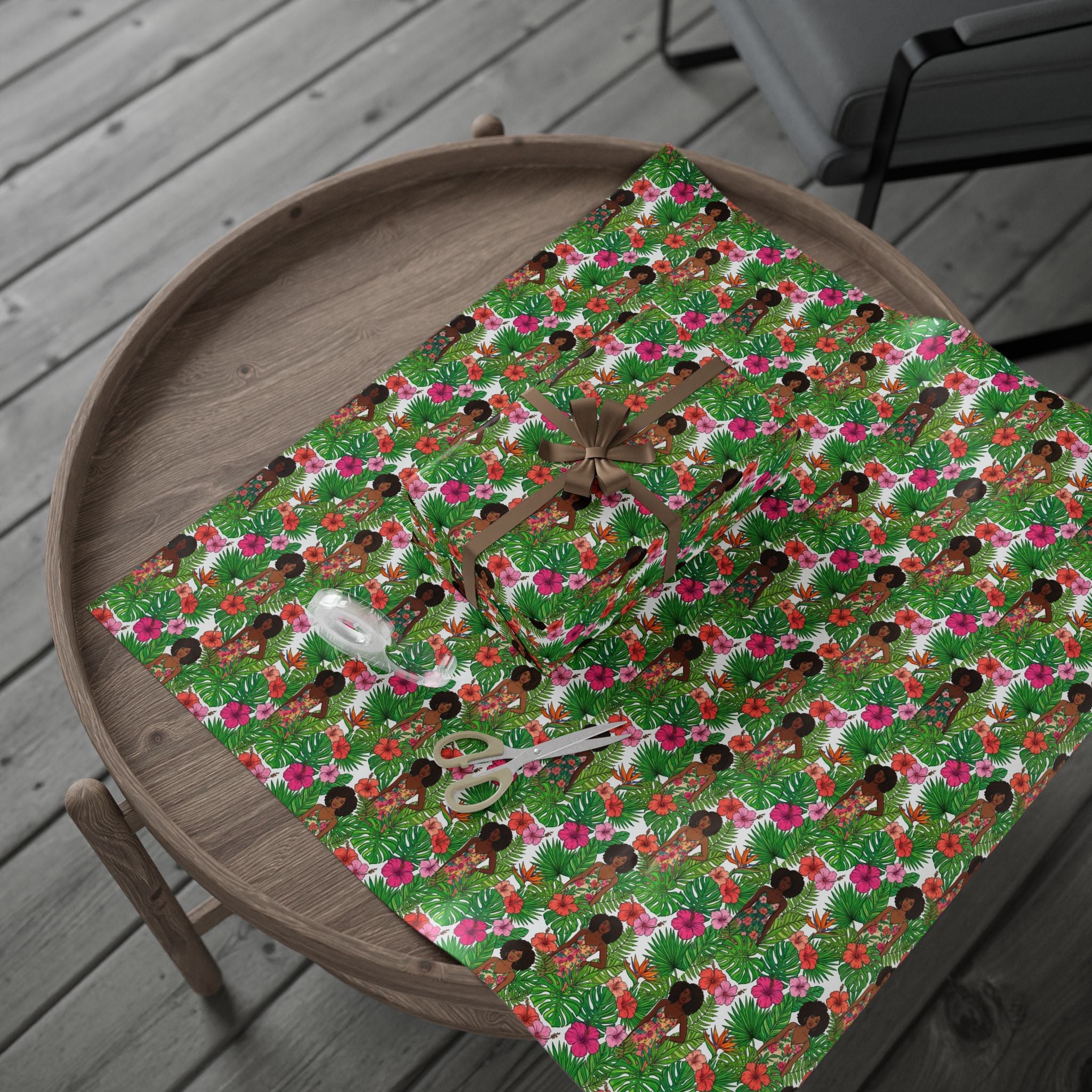 Pink & Green Botanical Garden Wrapping Paper — Family Wrap Co.