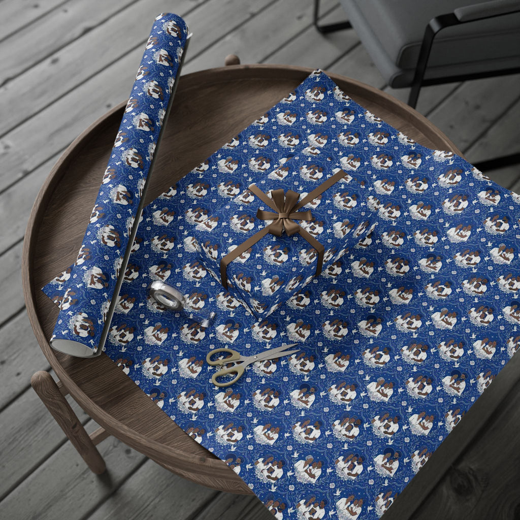 Star Rise Families of Light — Royal Blue & Silver Celestial Wrapping Paper — Family Wrap Co.