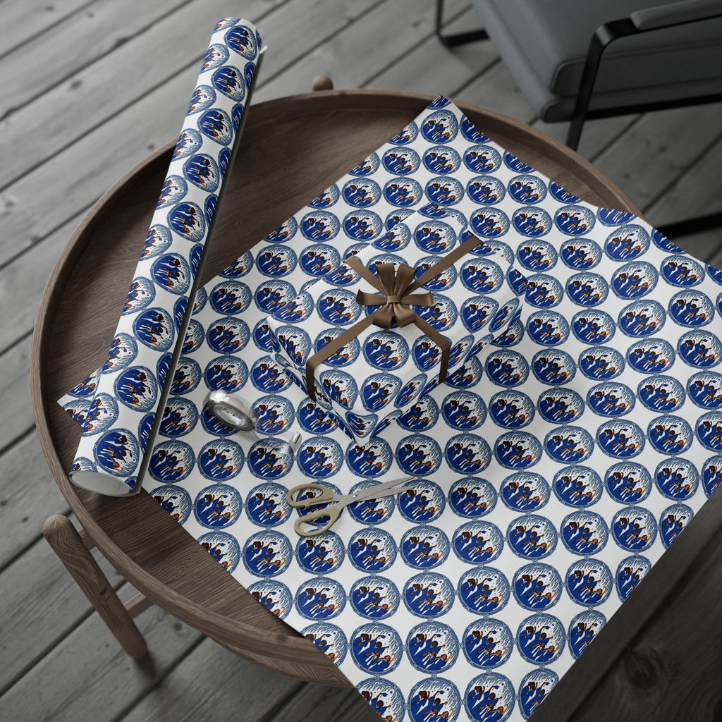 Royal Blue White Graduation Horizon Wrapping Paper — Family Wrap Co.