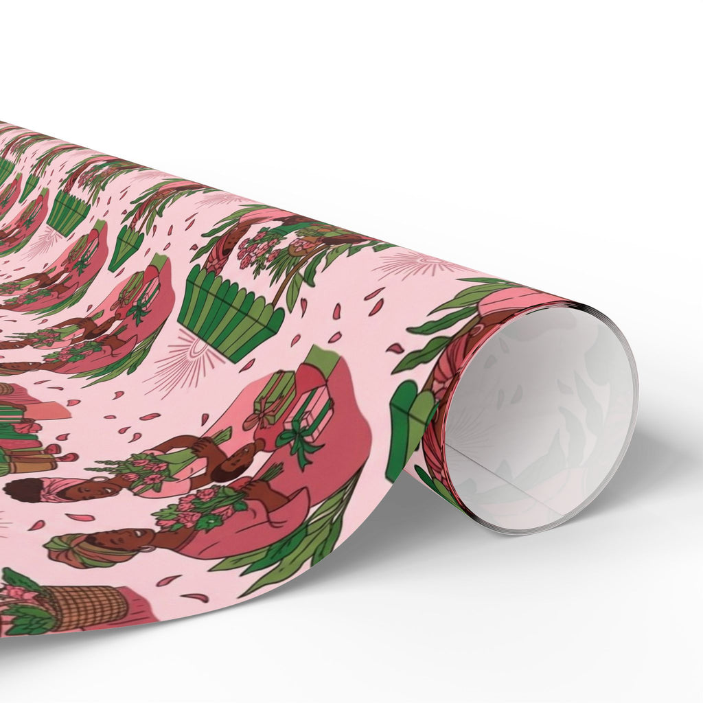 Pink & Green Joyful Market Day Wrapping Paper — Family Wrap Co.