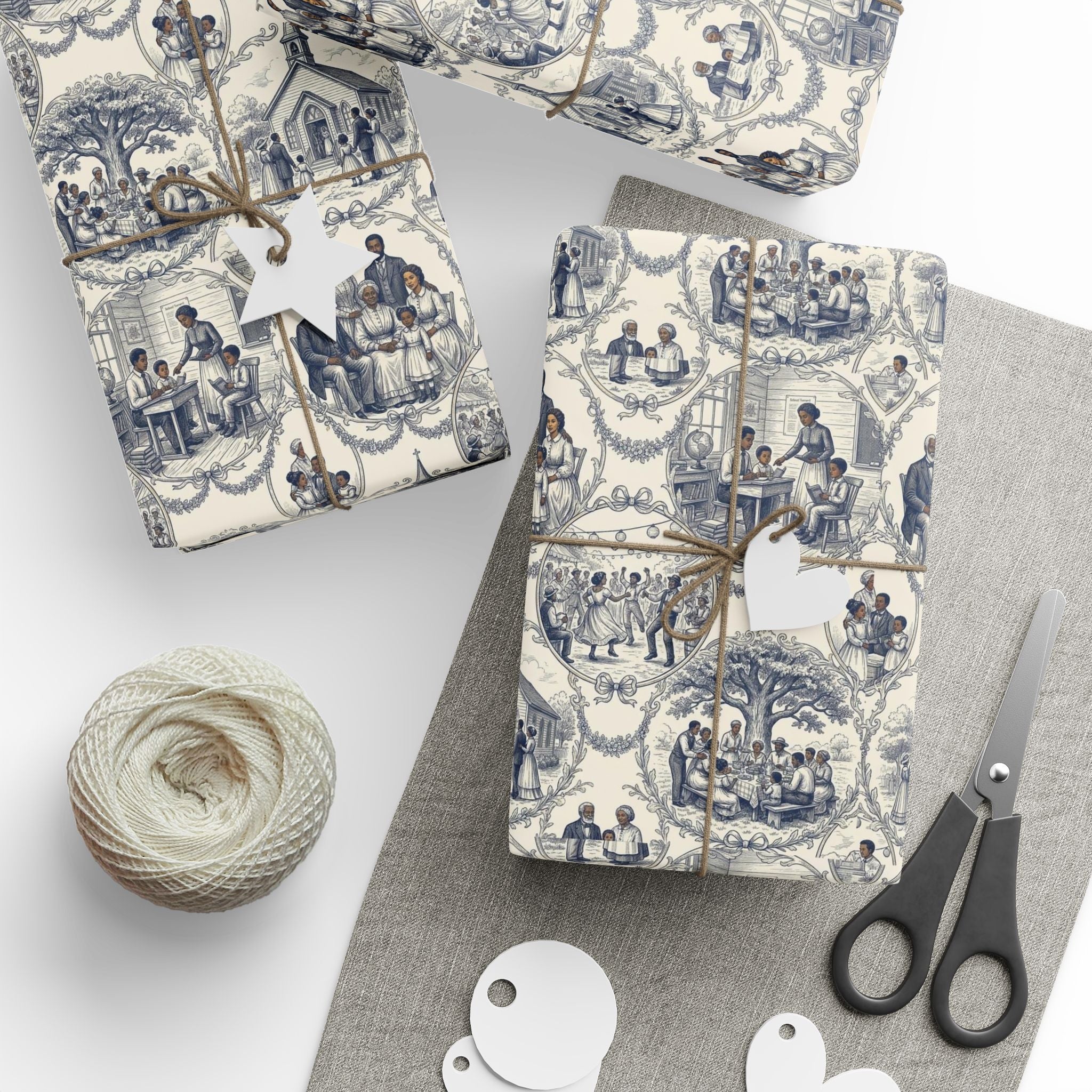 Navy & Cream Family Heritage Wrapping Paper — Family Wrap Co.