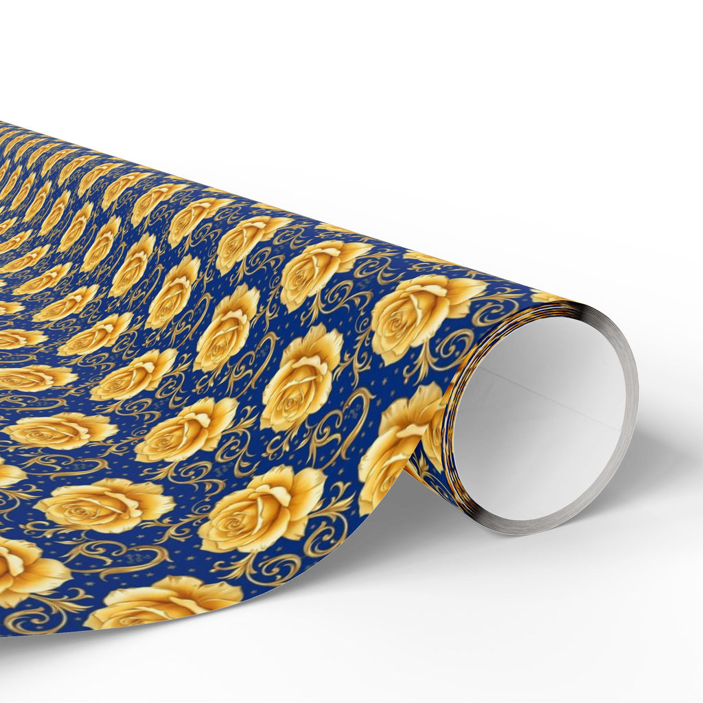 Yellow Tea Rose & Gold Filigree Pattern — African American Gift Wrap by Family Wrap Co.