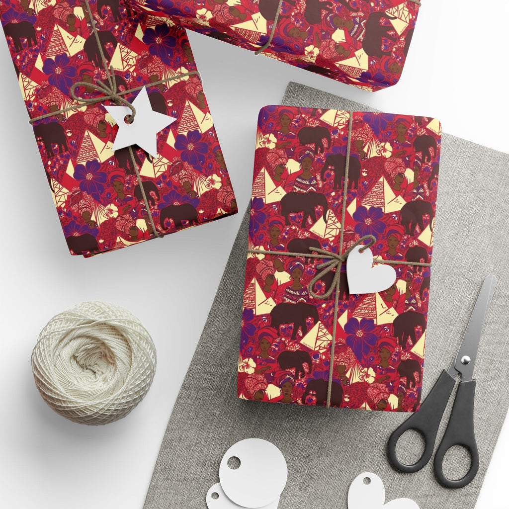 Crimson & Cream Women's Power Pattern — African American Gift Wrap by Family Wrap Co.
