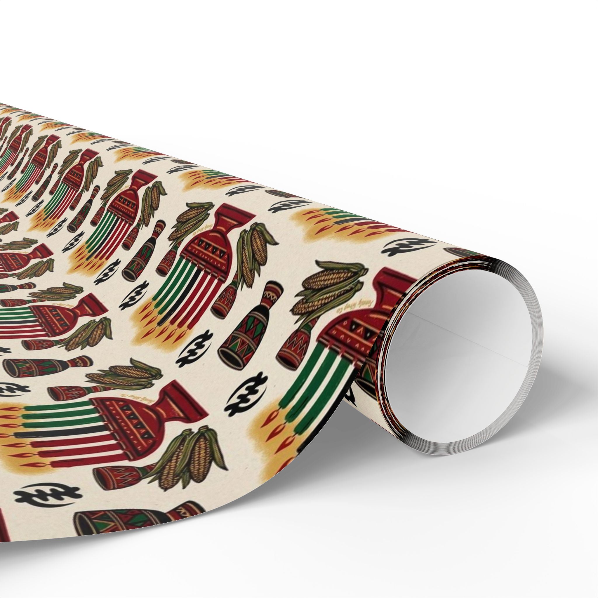 Kinara Kwanzaa Celebration Pattern — African American Gift Wrap by Family Wrap Co.