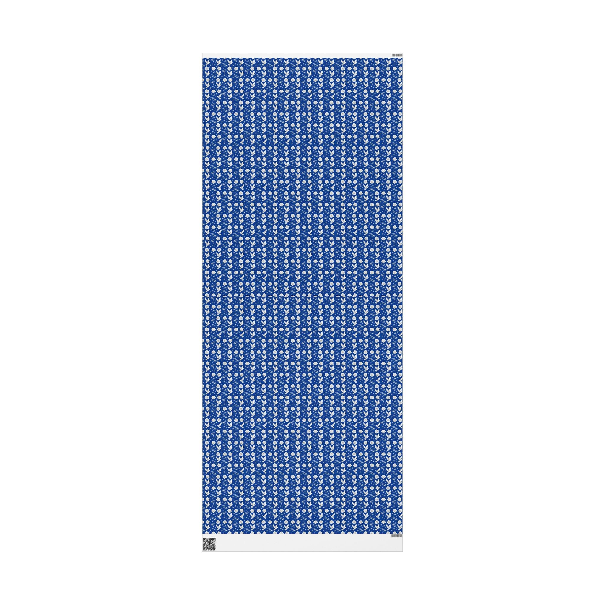 Royal Blue & White Celestial Botanical Gift Wrap — Family Wrap Co.