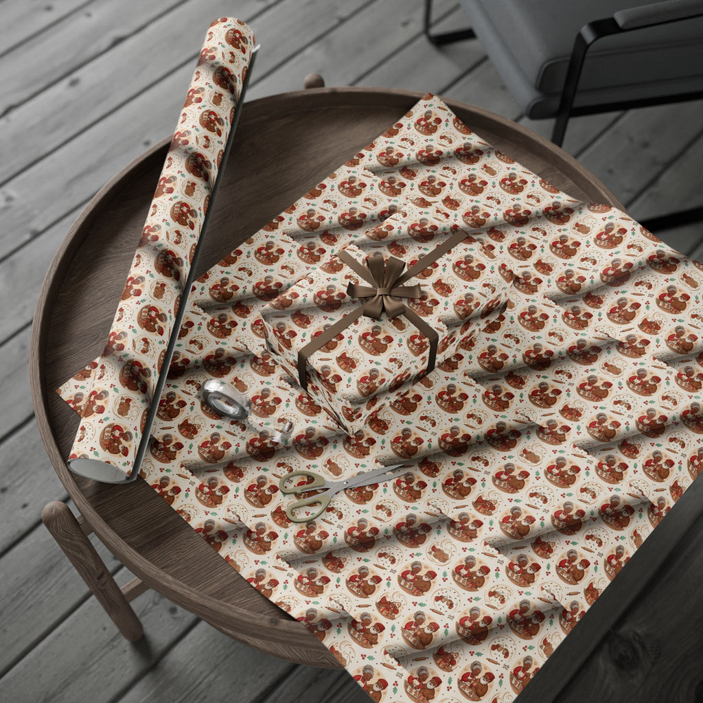 Mr. and Mrs. Claus Sweet Treats Pattern — African American Gift Wrap by Family Wrap Co.