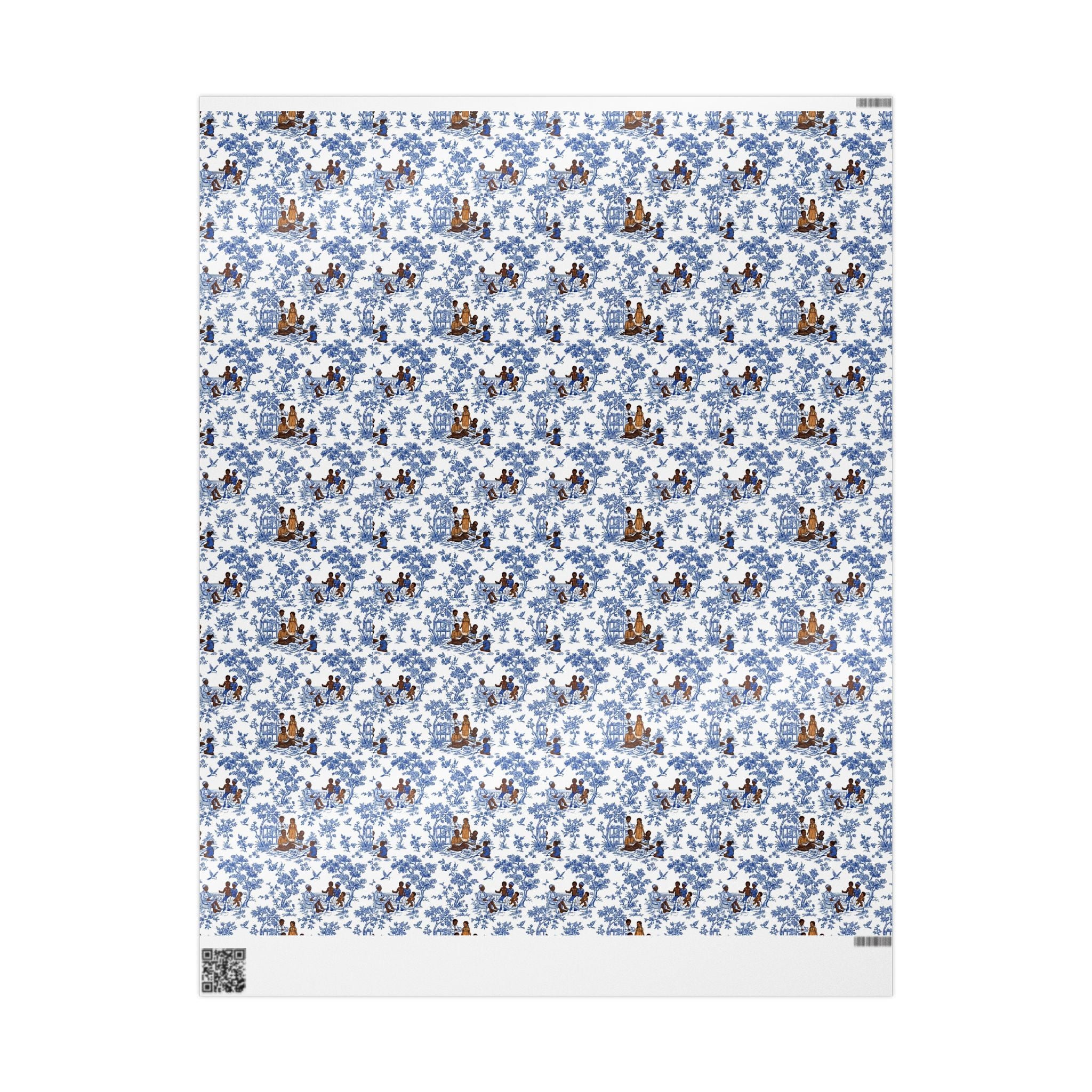 Royal Blue & White Toile Heritage Wrapping Paper — Family Wrap Co.
