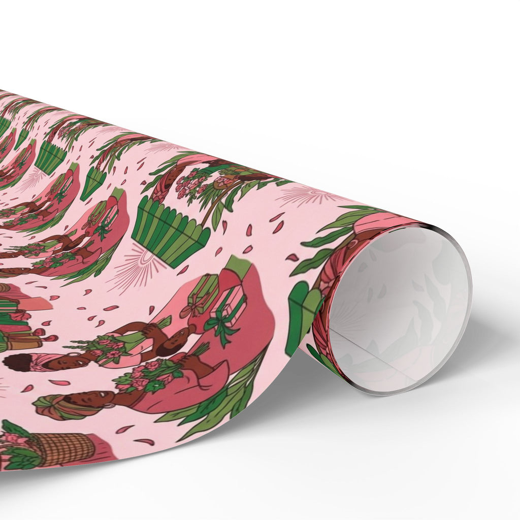 Pink & Green Joyful Market Day Wrapping Paper — Family Wrap Co.