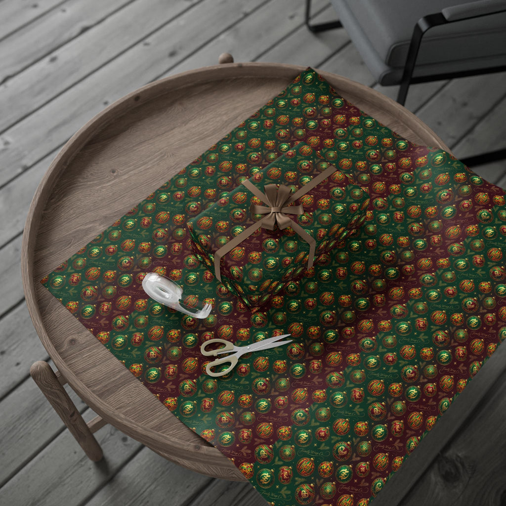 Golden Afrocentric Ornament Pattern — African American Gift Wrap by Family Wrap Co.