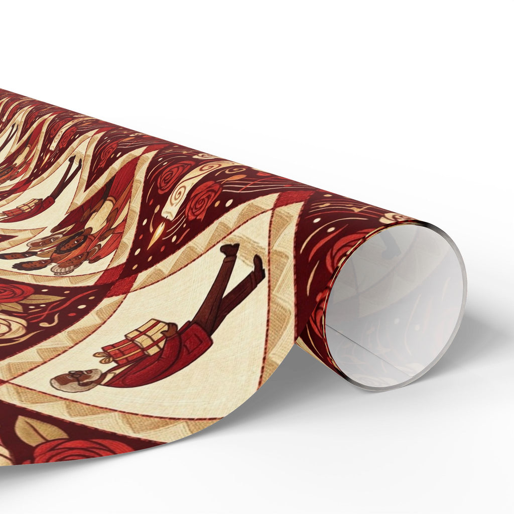 Crimson & Cream Celebration Quilt Wrapping Paper — Family Wrap Co.
