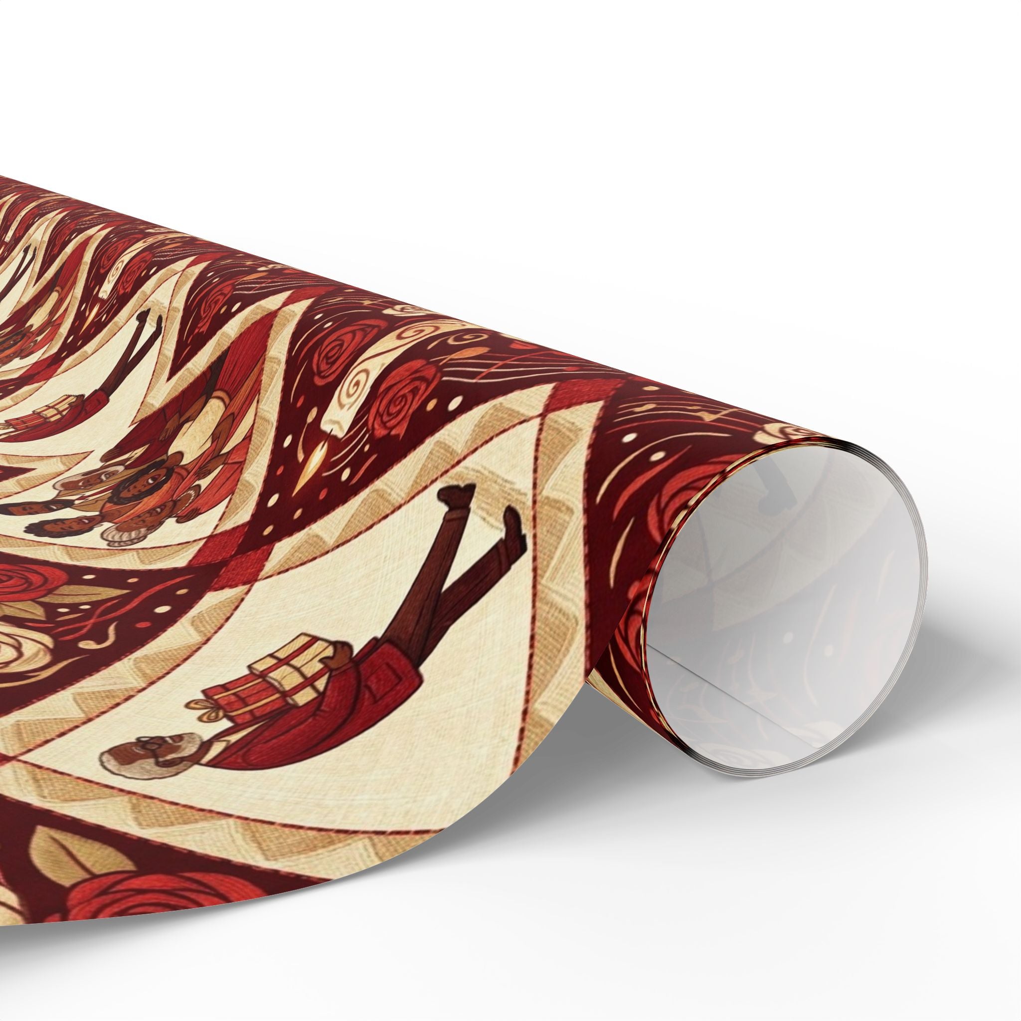 Crimson & Cream Celebration Quilt Wrapping Paper — Family Wrap Co.