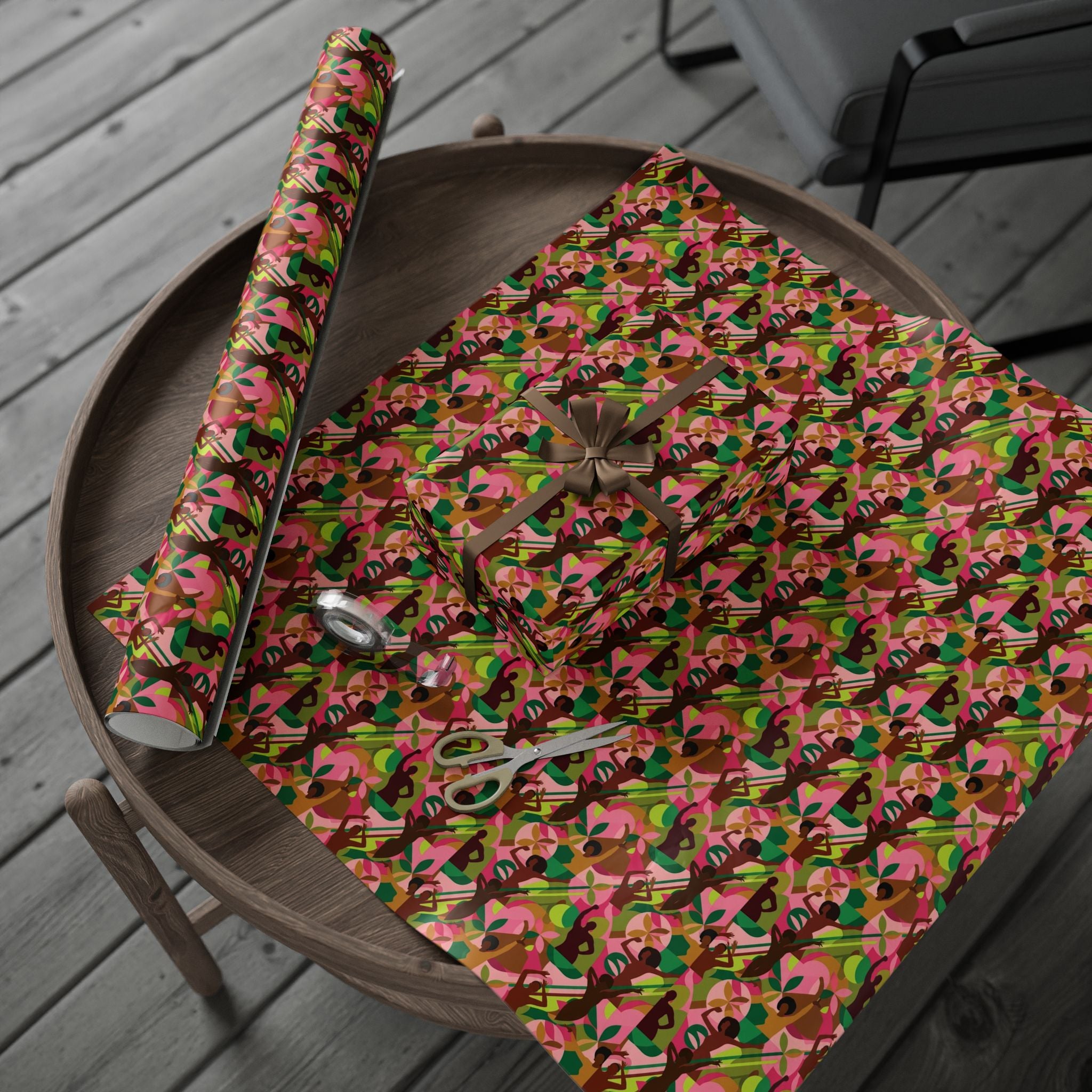 Pink & Green Abstract Figures Wrapping Paper — Family Wrap Co.